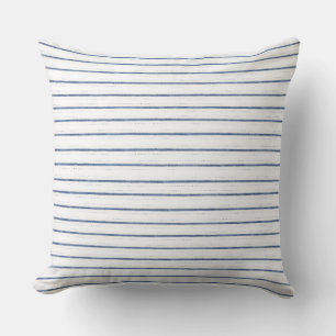 Coastal White Striped Throw Pillow