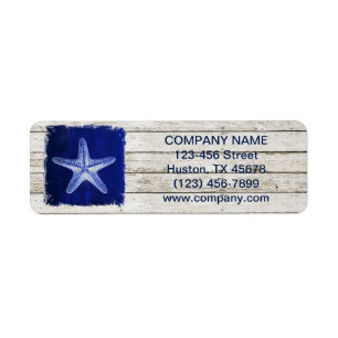 coastal whitewashed wood nautical blue starfish label