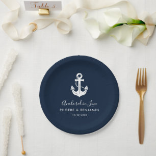 Coastal Yacht Club Wedding Personalized Name Paper Plates