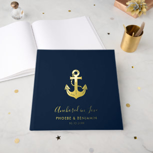 Coastal Yacht Club Wedding Personalized Names Foil Guest Book