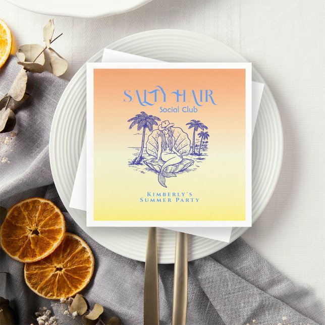 Coastal Yellow Mermaid Cowgirl Summer Party Napkins (Creator Uploaded)