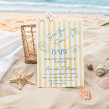 Coastal Yellow Stripes Sea You Soon Baby Shower