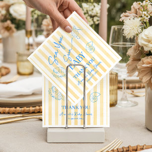 Coastal Yellow Stripes Sea You Soon Baby Shower Napkins