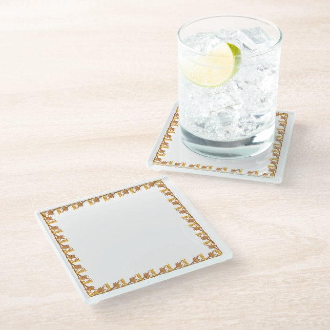 Coaster – Border of Golden Angle Iron Leaves (Angled)