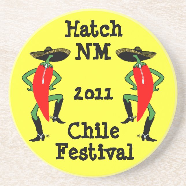 Coaster Chile Pepper Men in Boots & Bolos sombrero (Front)