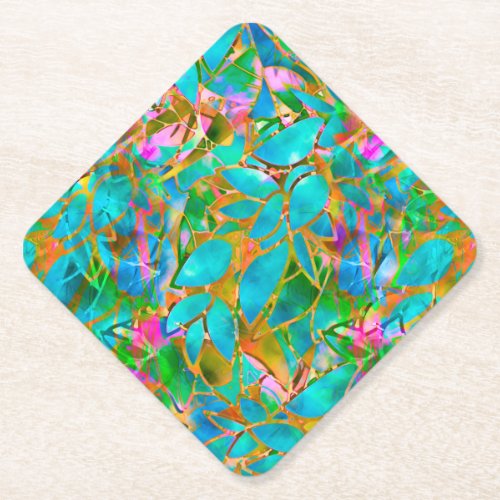Coaster Floral Abstract Stained Glass