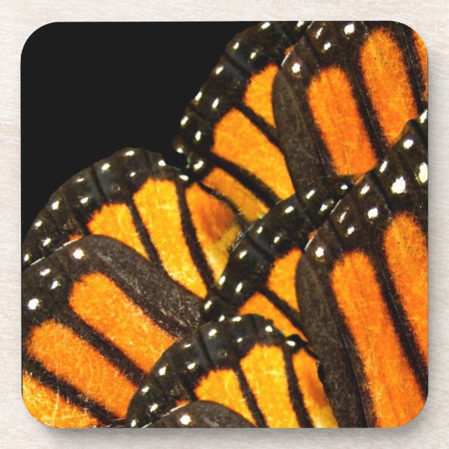 coaster monarch butterfly wings on black (Front)