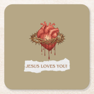 Coaster motivational phrase "Jesus Loves You"