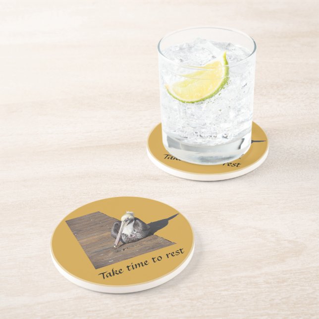 Coaster - Pelican on boardwalk (Side)