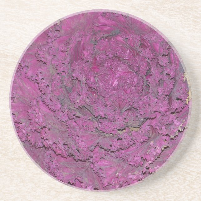 Coaster (sandstone) with purple cabbage (Front)
