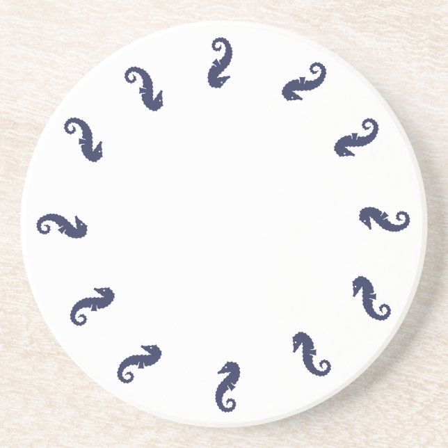 Coaster - Sea Horses (navy blue) (Front)