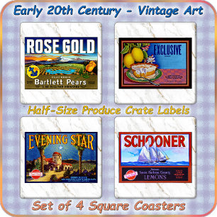 COASTER SET (4) - 1/2 height Produce Crate Labels