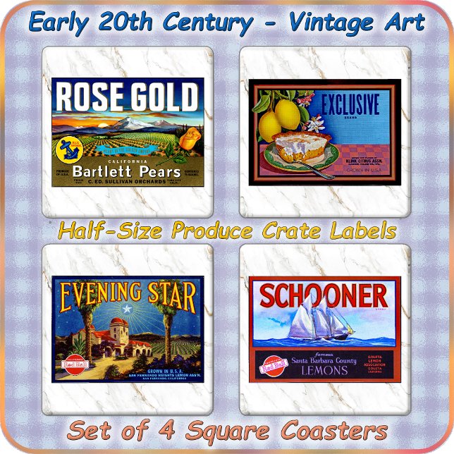 COASTER SET (4) - 1/2 height Produce Crate Labels (Creator Uploaded)