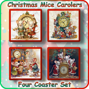 COASTER SET (4) - Christmas Mice Carolers