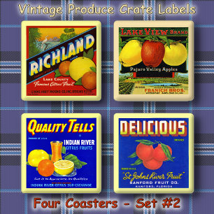 COASTER SET (4) - Vintage Coaster Crate Labels #2