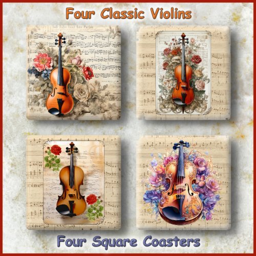 COASTER SET (4) - Violins Times Four