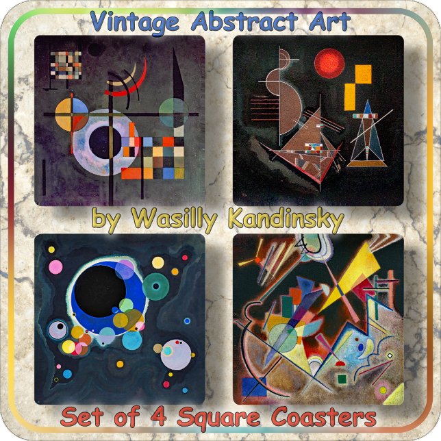 COASTER SET (4) - W. Kandinsky's Dark Backgrounds (Creator Uploaded)