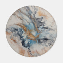 Coaster Set - blue, gray, bronze, white abstract