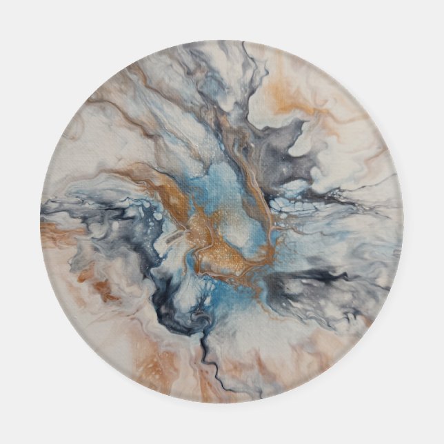 Coaster Set - blue, gray, bronze, white abstract (Single)
