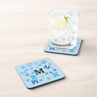 Coaster Set - Blue Jumbled Letters