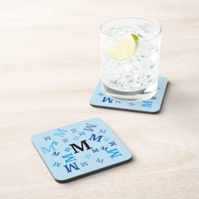 Coaster Set - Blue Jumbled Letters (Right Side)