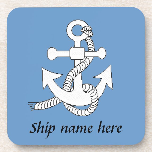 Coaster Set - Ship's anchor and name (Front)