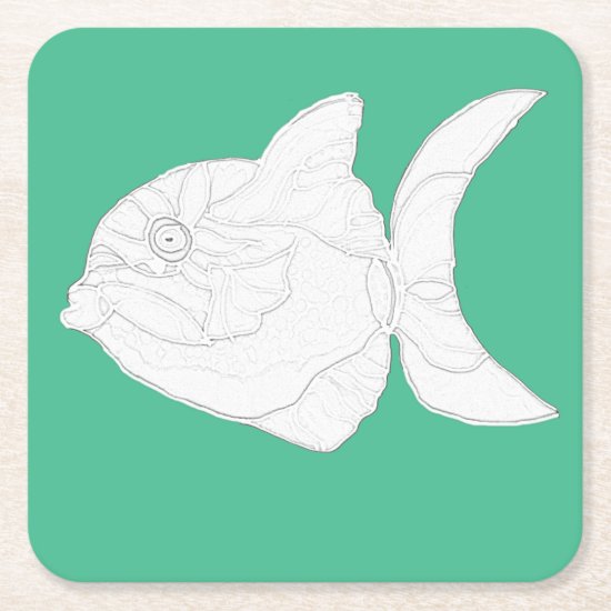Coaster Set - Striped Fish to Color