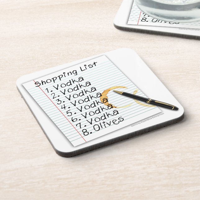 COASTER SET, VODKA SHOPPING LIST (Left Side)
