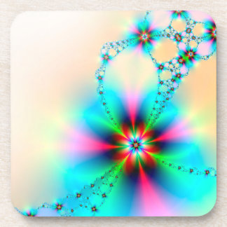 Coaster Set With High Gloss Floral Design