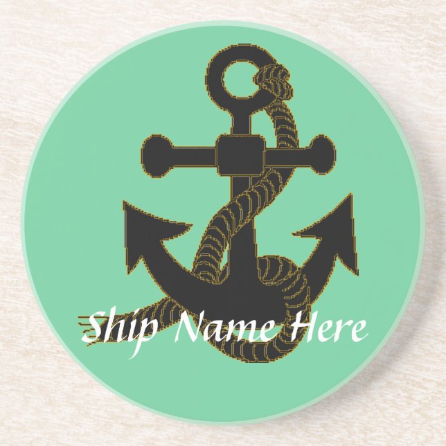Coaster - Ship's anchor with name (Front)