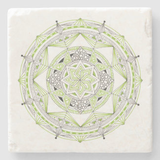 COASTER Stone Marble w/ Mandala Design Green