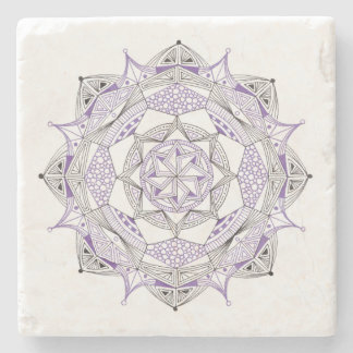 COASTER Stone Marble w/ Mandala Design Purple