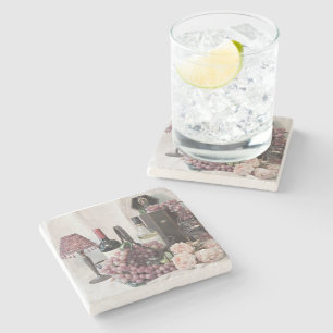 Coaster Stone Too Much Wine and Grapes