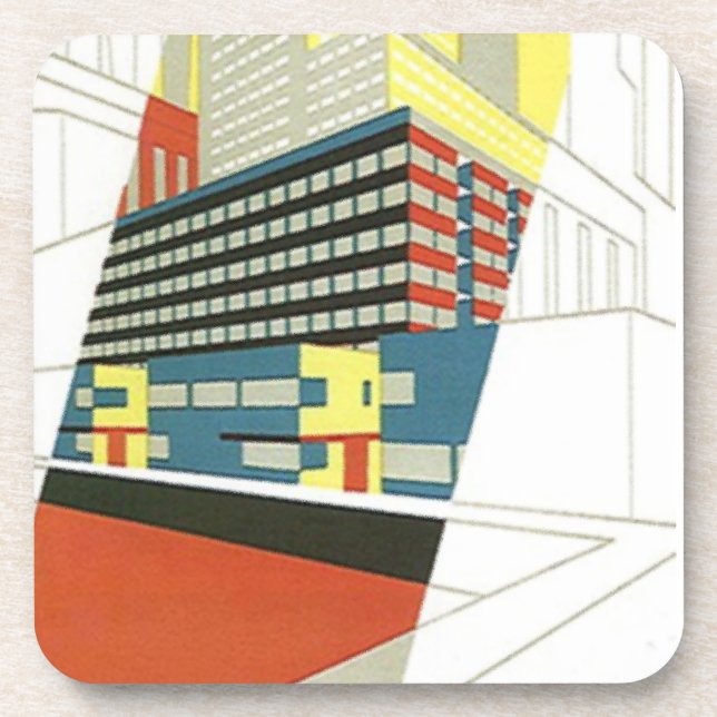 Coaster Vintage Deco Skyscraper Concrete City Town (Front)