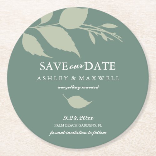 Coaster Wedding Save The Date Green