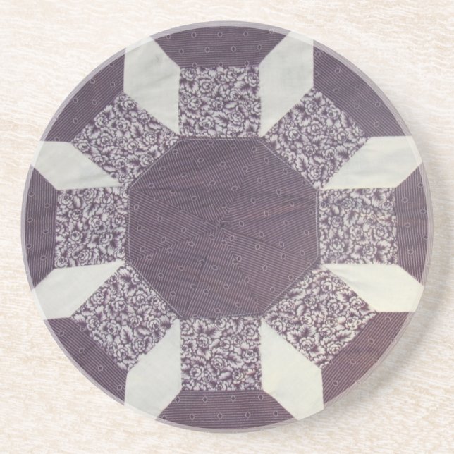 Coaster - White and Purple Quilt Pattern (Front)
