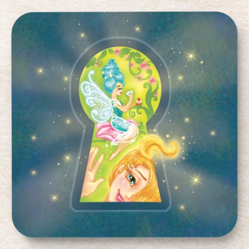 Coaster with a magic keyhole