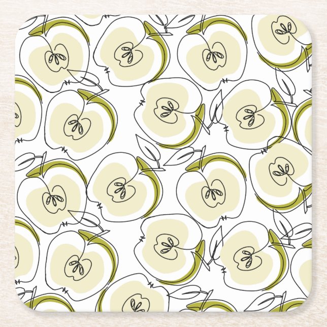 Coaster with apple drawn. (Front)