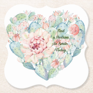 Coaster with Cactus Heart & Meaningful Words