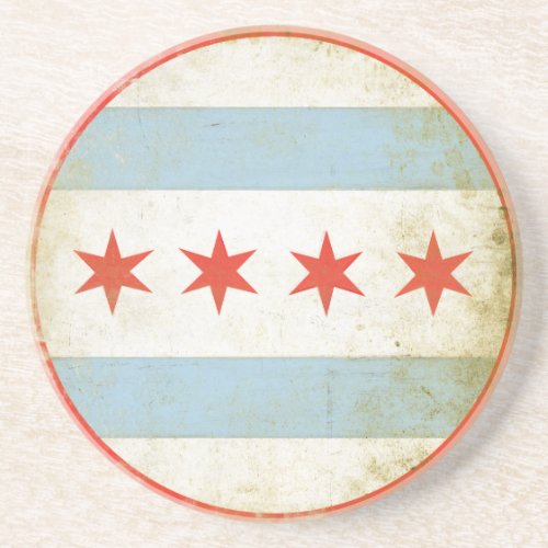 Coaster with Distressed Flag from Chicago