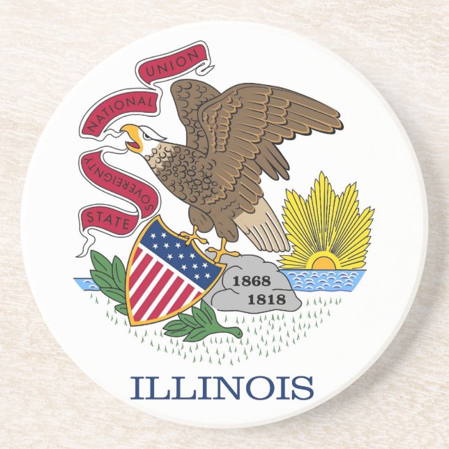 Coaster with Flag of Illinois, USA (Front)