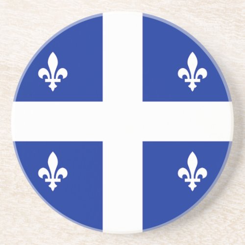 Coaster with Flag of Quebec Canada