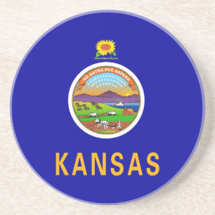 Coaster with Flag of the Kansas, USA