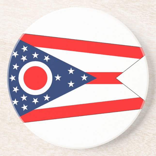 Coaster with Flag of the Ohio, USA (Front)