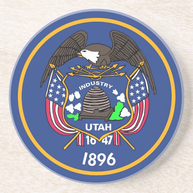 Coaster with Flag of the Utah State, USA (Front)