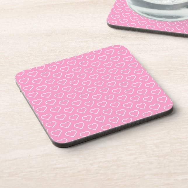 Coaster with Hearts Custom Colors - Pink (Left Side)