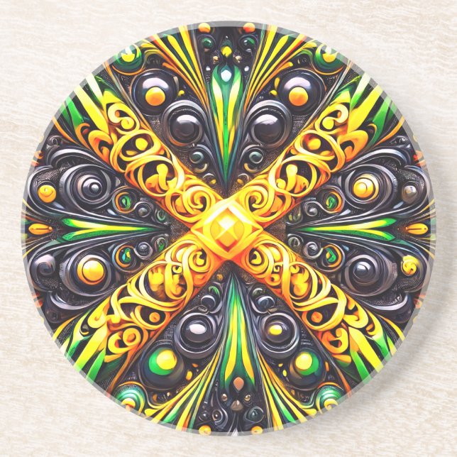 Coaster with Jamaican Colors Design (Front)