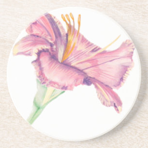 Coaster with Pink Lily Easter Flower