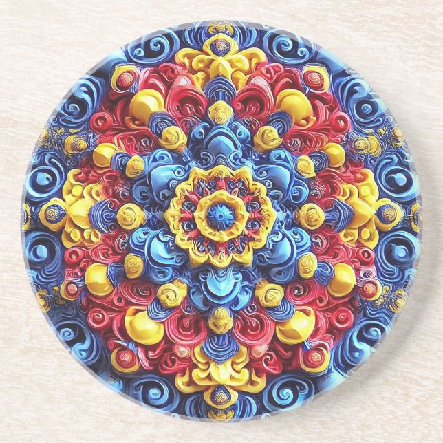 Coaster with Romanian Colors Design (Front)