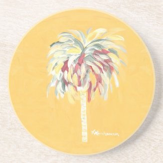 Coaster Yellow Canary Palm Tree- Sandstone Coaster